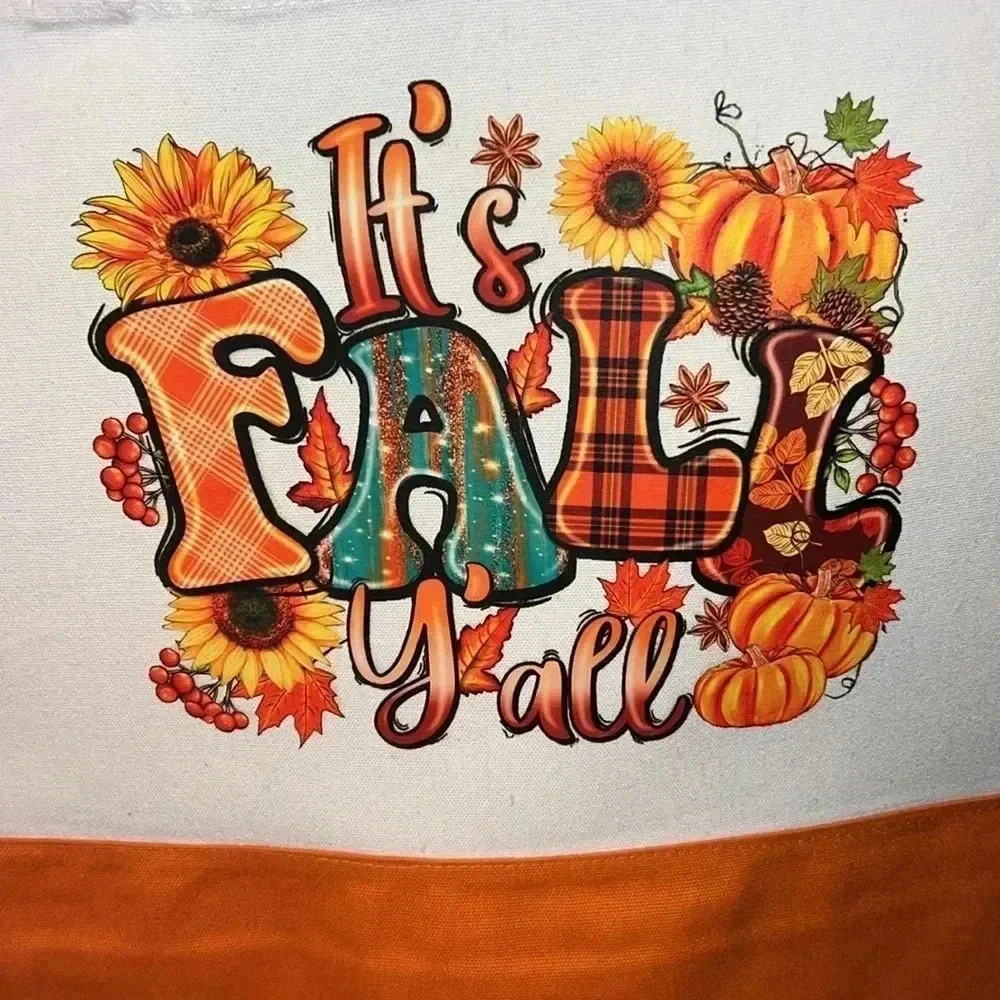 “It’s Fall Y’all” / Fall Canvas Tote Bag - Fall/Autumn Design